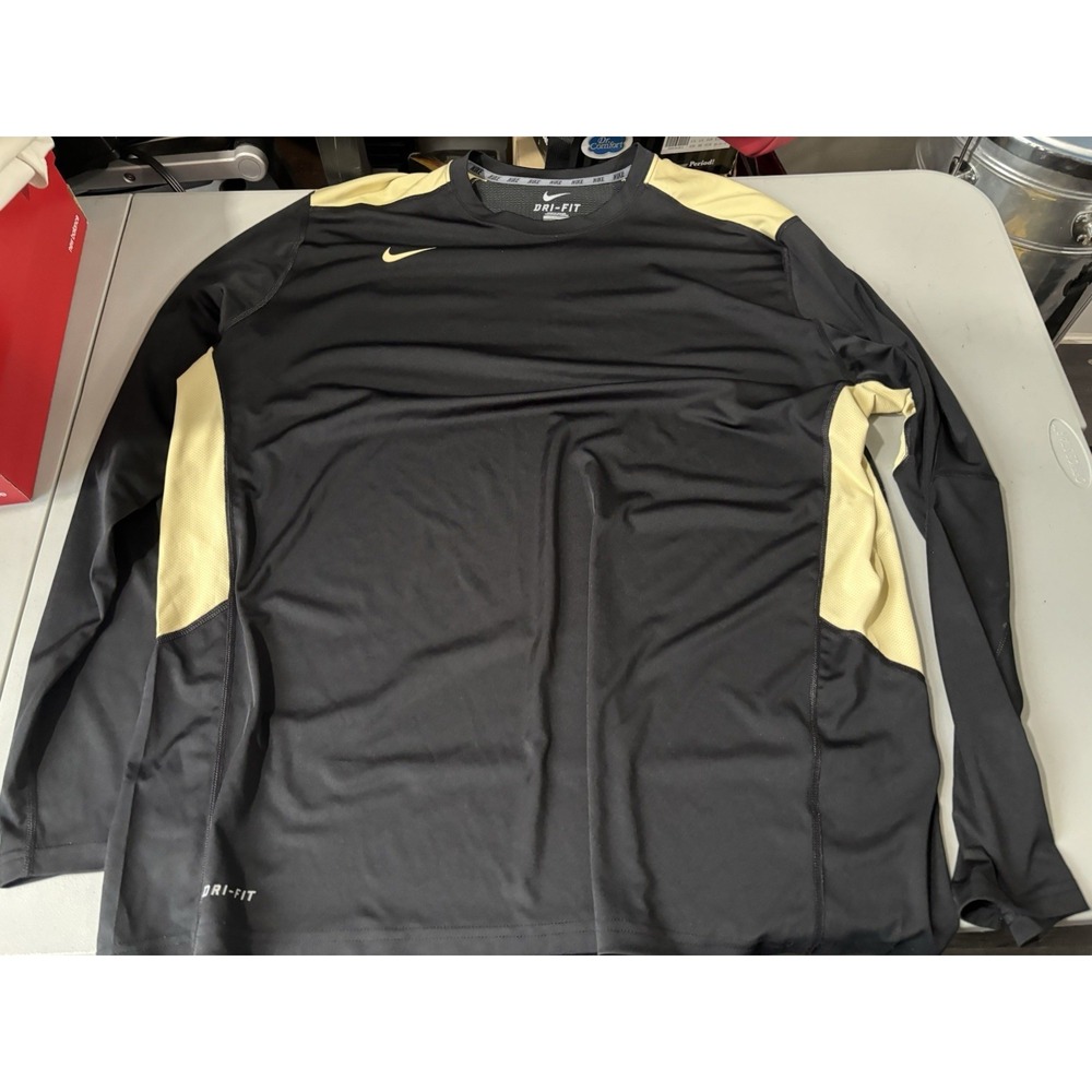 Nike Dri Fit LS Gold And Black Shirt XXL